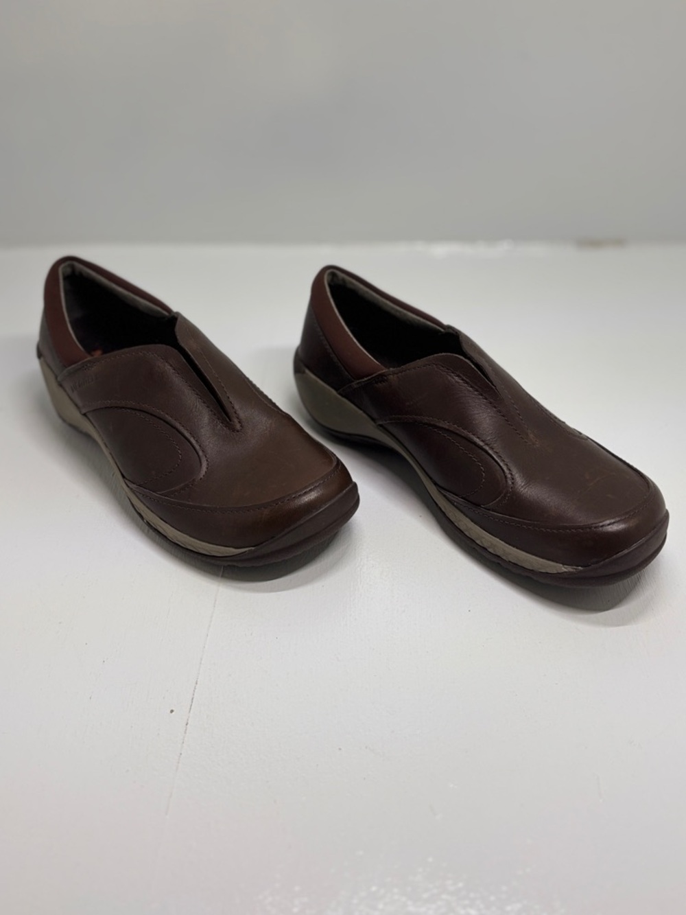 Merrell Women’s Espresso Brown Leather Slip-On Comfort Shoes Air Cushion Size 5 - Picture 7 of 13